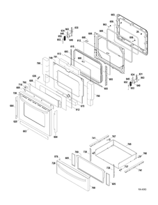 DOOR - DRAWER Diagram and Parts List for JCBP70SP3SS  General Electric Range