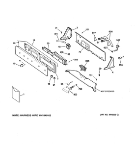 CONTROLS & BACKSPLASH Diagram and Parts List for EWA6500D1WW  General Electric Washer