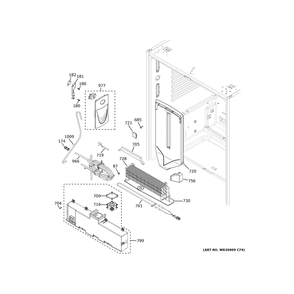 Fresh Food Section Diagram and Parts List for ZWE23NSYBSS  General Electric Refrigerator