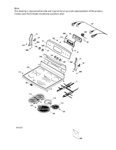 CONTROL PANEL & COOKTOP Diagram and Parts List for PCB980SF2SS  General Electric Range