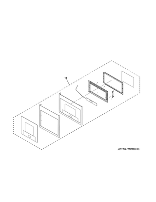 Door Parts Diagram and Parts List for HMV1472BHS  General Electric Microwave