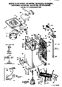 Cabinet And Suspension Assembly Diagram and Parts List for WLW3600PD  Hotpoint Washer