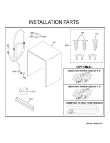 Installation Parts Diagram and Parts List for GDF550PGR6BB  General Electric Dishwasher