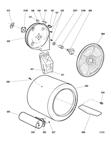 DRUM & HEATER Diagram and Parts List for UPSE810GH8WT  General Electric Dryer