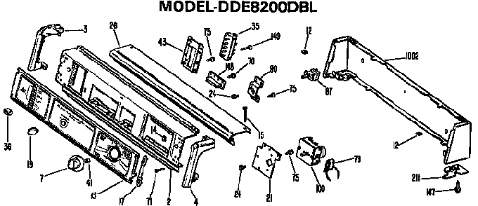 Backsplash For Dde8200dbl Only Diagram and Parts List for DDE8100DBL  General Electric Dryer