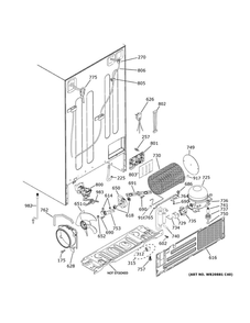 Machine Compartment Diagram and Parts List for GSS25IGNRHWW  General Electric Refrigerator