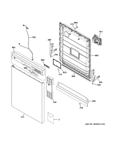 Part Location Diagram of WD34X28022 GE BLACK CONTROL PANEL ASSEMBLY