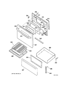 DOOR  & DRAWER Diagram and Parts List for MCBS522K1WW  General Electric Range