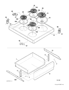 TOP Diagram and Parts List for GRMF2150ZC-4  General Electric Range