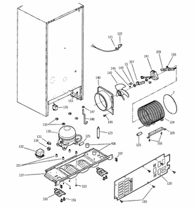 Unit Parts Diagram and Parts List for GBS18KBMWW  General Electric Refrigerator