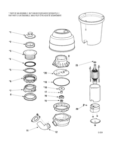 DISPOSER Diagram and Parts List for GFC1022F-00  General Electric Food Waste Disposer