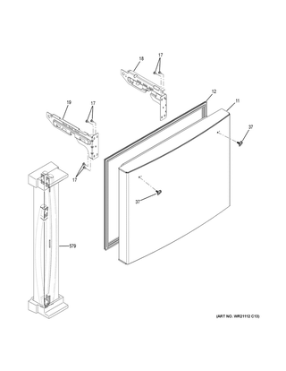 Freezer Door Diagram and Parts List for GYE18JBLGFTS  General Electric Refrigerator