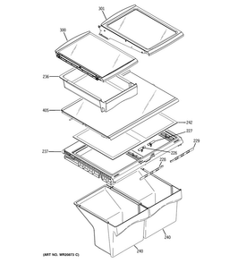 Fresh Food Shelves Diagram and Parts List for GTH20JBBABB  General Electric Refrigerator