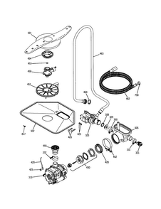 Motor-pump Mechanism Diagram and Parts List for PDW7300GWW  General Electric Dishwasher