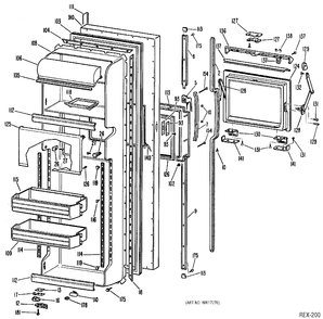 REFRIGERATOR DOOR Diagram and Parts List for TFXC24FLJ  General Electric Refrigerator