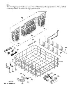 LOWER RACK ASSEMBLY Diagram and Parts List for PDT750SSFASS  General Electric Dishwasher
