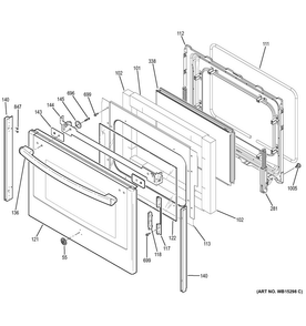 Lower Door Diagram and Parts List for PS950EF1ES  General Electric Range