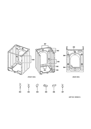 Fasteners Diagram and Parts List for WCVH4800K3WW  General Electric Washer