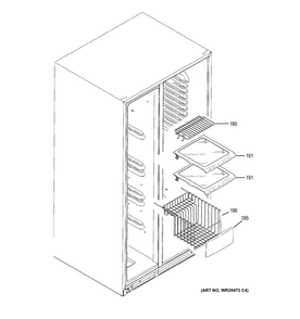 Freezer Shelves Diagram and Parts List for GZS22DMJCFES  General Electric Refrigerator