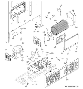 Machine Compartment Diagram and Parts List for PYE22PSHFSS  General Electric Refrigerator