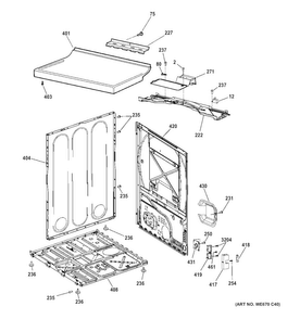 Cabinet & Top Panel Diagram and Parts List for GTDP200EF4WS  General Electric Dryer