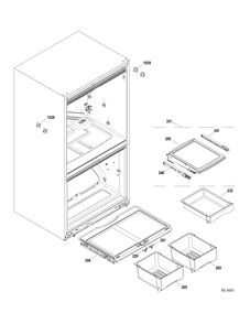 FF SHELVES Diagram and Parts List for GDRL0KBXCRBS  General Electric Refrigerator