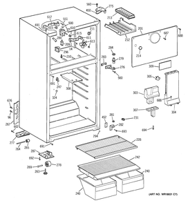 CABINET Diagram and Parts List for RMQ80UB1  General Electric Refrigerator