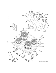 Control Panel And Cooktop Diagram and Parts List for JBS360DM3BB  General Electric Range
