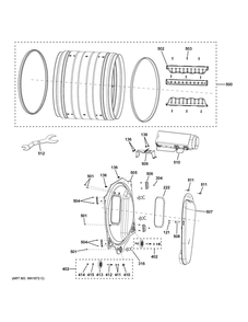 Drum Diagram and Parts List for VFD31ESSR0WW  General Electric Dryer