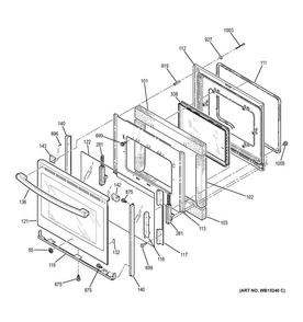 Door Diagram and Parts List for JB690SF2SS  General Electric Range