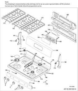 CONTROL PANEL & COOKTOP Diagram and Parts List for JCGB660DEJ2WW  General Electric Range