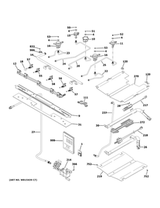 Gas And Burner Parts Diagram and Parts List for PGB911SEJ6SS  General Electric Range