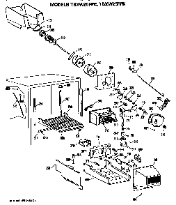 Freezer Section Diagram and Parts List for TBXW25FPERWH  General Electric Refrigerator