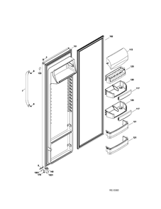 FF DOOR Diagram and Parts List for GSRS3QGZDFSS  General Electric Refrigerator