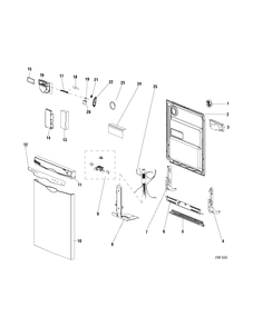 DOOR PARTS Diagram and Parts List for GLD8312P01BB  General Electric Dishwasher