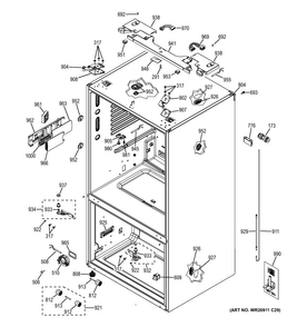 Case Parts Diagram and Parts List for CFE29TSDFSS  General Electric Refrigerator