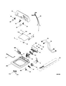 CONTROLS & COVER Diagram and Parts List for MHDXE145H0WW  General Electric Washer