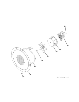 Convection Fan Diagram and Parts List for PGS930FEL1DS  General Electric Range