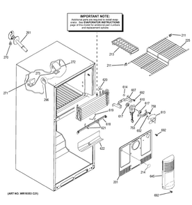 Freezer Section Diagram and Parts List for GTH18DBDLRBB  General Electric Refrigerator