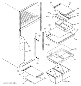 Fresh Food Shelves Diagram and Parts List for GTH18ISDLRSS  General Electric Refrigerator