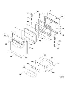 DOOR & DRAWER Diagram and Parts List for 147260  General Electric Range