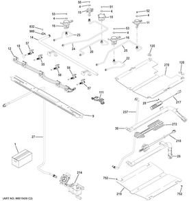 Gas & Burner Parts Diagram and Parts List for PGB911DEJ1WW  General Electric Range