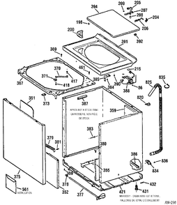 LOWER CABINET / TOP Diagram and Parts List for GNSR2140A0WW  General Electric Washer