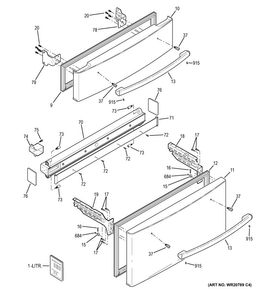 Freezer Doors Diagram and Parts List for PVS21KSEAFSS  General Electric Refrigerator
