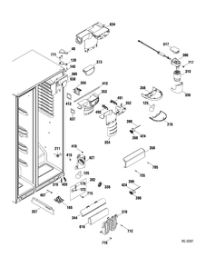 FF SECTION Diagram and Parts List for DSR25USTAGS  General Electric Refrigerator