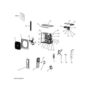 Room Air Conditioner Diagram and Parts List for 1G24ED2BEA1  General Electric Air Conditioner