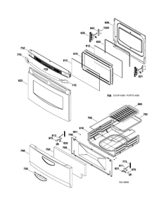 DOOR & DRAWER PARTS Diagram and Parts List for JGAS730EL3WW  General Electric Range