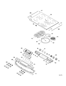 CONTROLS-COOKTOP Diagram and Parts List for PCS905SR1SS  General Electric Range