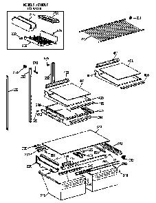 Shelf Parts Diagram and Parts List for TBT25JAXLRWW  General Electric Refrigerator