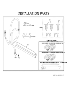 Installation Parts Diagram and Parts List for GDF450PGR5WW  General Electric Dishwasher